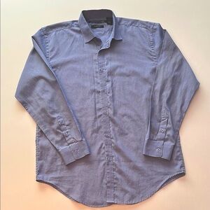 Metropolitan View slim fit blue and white checkered button front shirt